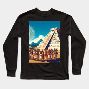 Mystical Echoes: Maya Art Revived in Vibrant Illustrations Long Sleeve T-Shirt